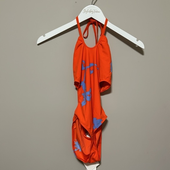 Tory Burch One piece Talisay Swimsuit Poppy Red Open Back Convertible Sz XS NEW - Picture 6 of 10